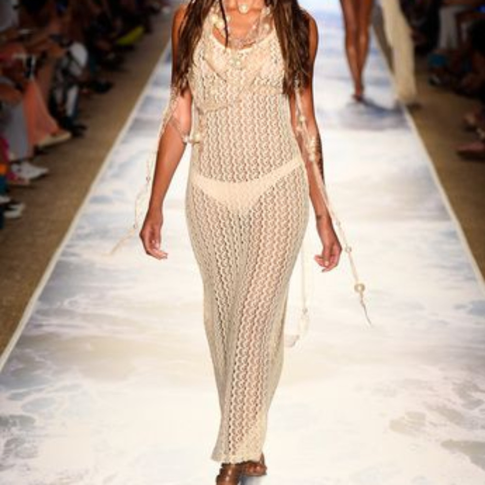 Cream Crochet Maxi Dress | Swim Cover